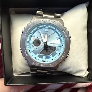 NWT Invicta Activa Silver and Blue Digital Watch